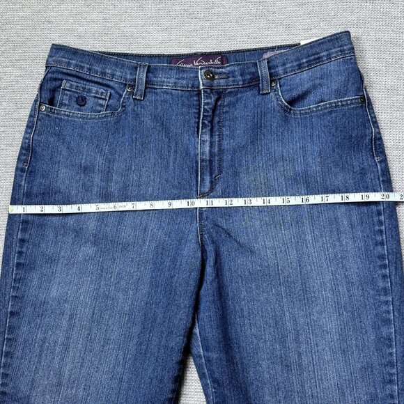 Gloria Vanderbilt Womens Blue Denim Straight Amanda Jeans High Rise 14 Short - Picture 9 of 13